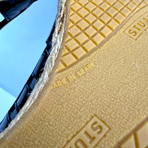 STUART WEITZMAN PATENT, TOE WEDGE, ESPADRILLES, BLACK, SIZE 9M, WOMEN’S SHOES - Picture 15 of 16